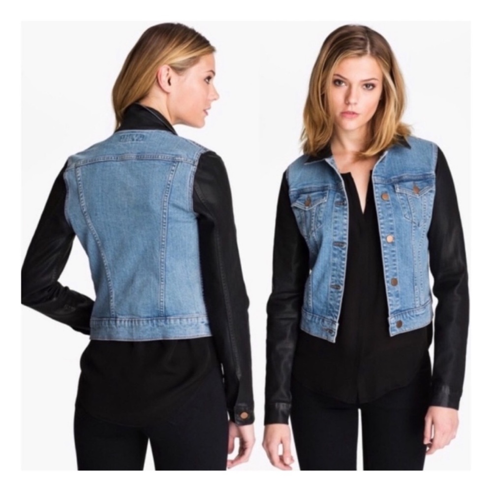 J Brand Denim Jacket with contrast sleeves